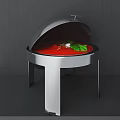 Stainless Steel Display Shelf With Transparent Cover For Red Food And Green Leaf Decoration