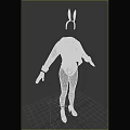 Bunny Ears Costume With Black Coat Gray Leggings And Black High Heels Gloves