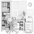 Organized Home Office Desk With Laptop Calendar Lamp Binders And Decorative Plants