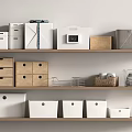 Organized Storage Solutions With Colored Boxes Baskets Neatly On Wooden Shelves