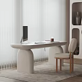 Modern Desk Chair Desk Chair Combination Study Desk Computer Desk Computer Decoration Combination Fabric Wooden Single Chair Dining Chair 3d model