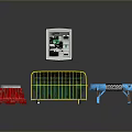 Essential Roadside Toll Equipment With Yellow Barrier Red Cone White Machine And Blue Rail