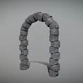 Gray Stone Arch Structure Featuring Stacked Rustic Stones And Classic Architectural Design 3d model