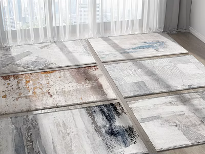 Modern Square Rugs With Abstract Patterns In Neutral Tones For Home Decor 3d model
