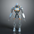 Futuristic Sci Fi Humanoid Robot Character With Silver Orange Mechanical Structure Design 3d model