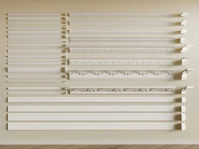 Various Decorative Cornice Moldings With Intricate Patterns For Interior Design 3d model