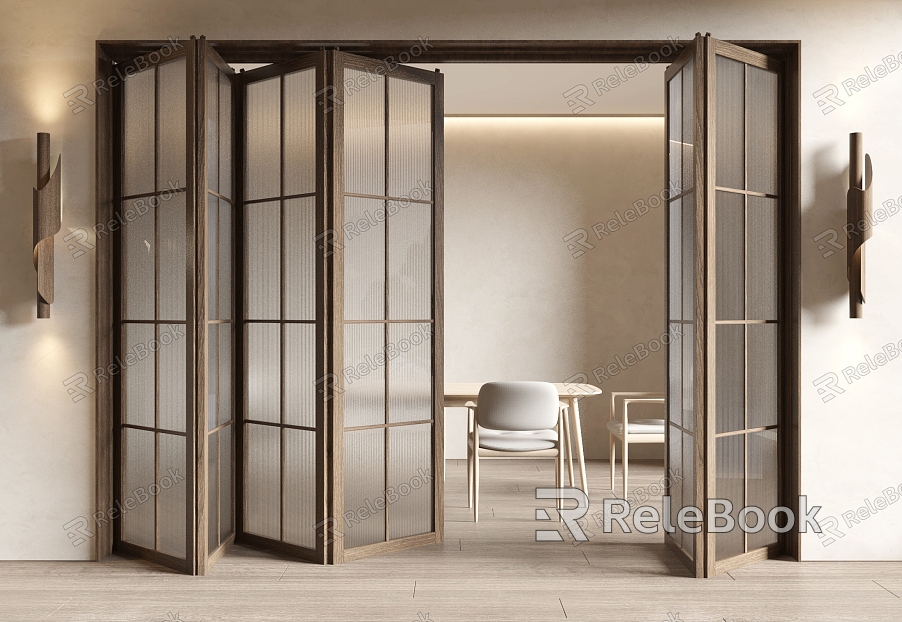 Wind folding door screen door partition door model