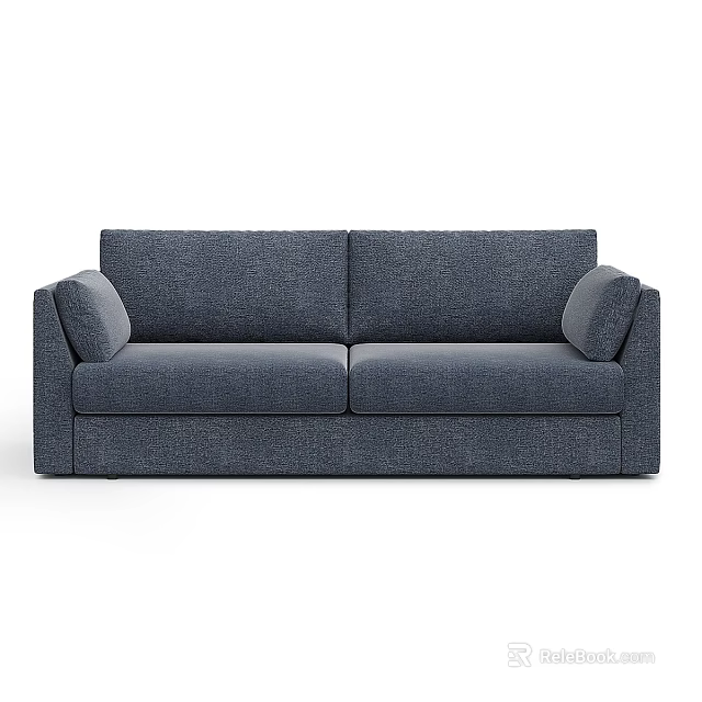 Navy Blue Upholstered Double Sofa with Modern Simple Design and Comfortable Seating 3d model