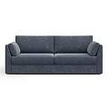 Navy Blue Upholstered Double Sofa with Modern Simple Design and Comfortable Seating 3d model