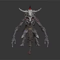Mysterious Horned Creature Character With Skull Head And Spiked Armor