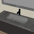Modern Built in Washbasin with Gray Marble Countertop and Black Faucet