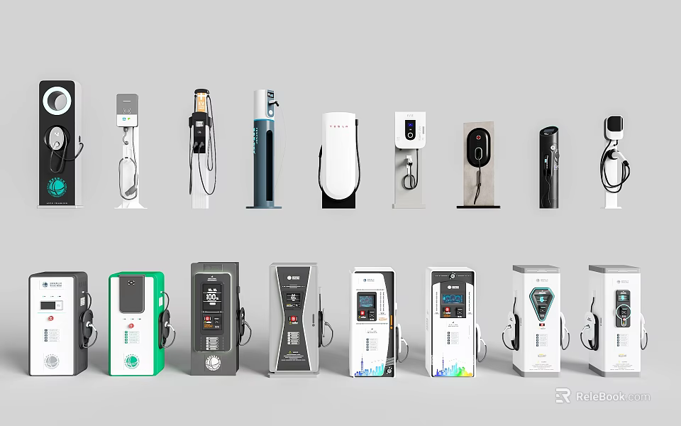 Public Facilities Various Types Electric Vehicle Charging Stations For Public Use 3d model 