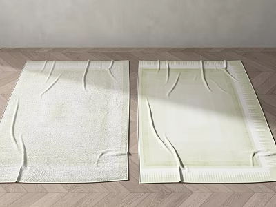 Square Rugs With Light Green Tone And Wrinkled Texture On Wooden Floor 3d model