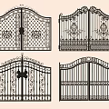 Wrought Iron Entrance Gates With Intricate Decorative Patterns And Different Styles