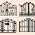 Wrought Iron Gate Chinese Style Wrought Iron Villa Gate Courtyard Wrought Iron Gate Outdoor Gate Stainless Steel Fence Door 3d model