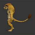 Game Movie Character with Horns Lion Head Muscular Yellow Body and Claws Standing Pose