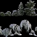 Snow Covered Trees in Various Sizes and Different Natural Forms for Landscape Design 3d model