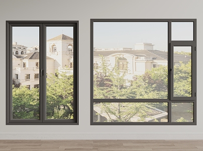 Modern windows, floor-to-ceiling windows, double windows, single windows 3d model