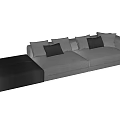 Modern Gray Sectional Sofa With Plush Fabric Cushions And Modular Design 3d model