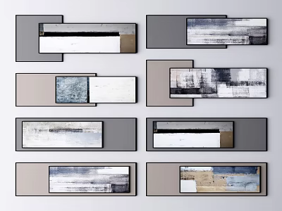 Modern Abstract Framed Wall Art With Various Color Patterns For Interior Decor 3d model