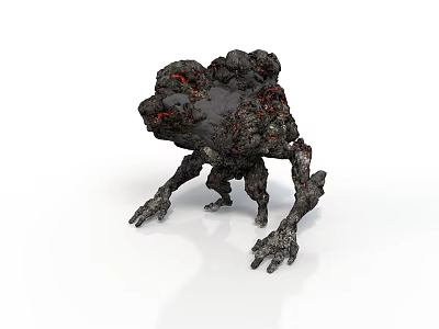 Lava Style Lava Creature Lava Monster Goblin Monster Monster Black Rock Creature Quadruped Creature Red Luminous Texture 3d model