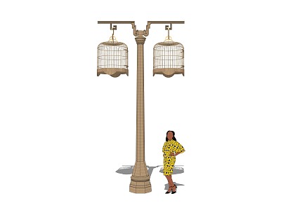 New Chinese Style Street Lamp Metal Birdcage Street Lamp model