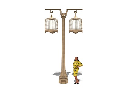 New Chinese Style Street Lamp Metal Birdcage Street Lamp 3d model