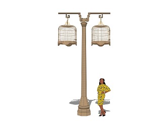 New Chinese Style Street Lamp Metal Birdcage Street Lamp 3d model