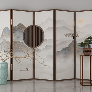 new chinese style screen 3d model