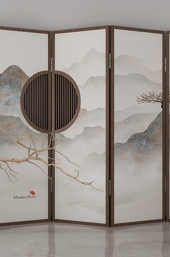 new chinese style screen 3d model