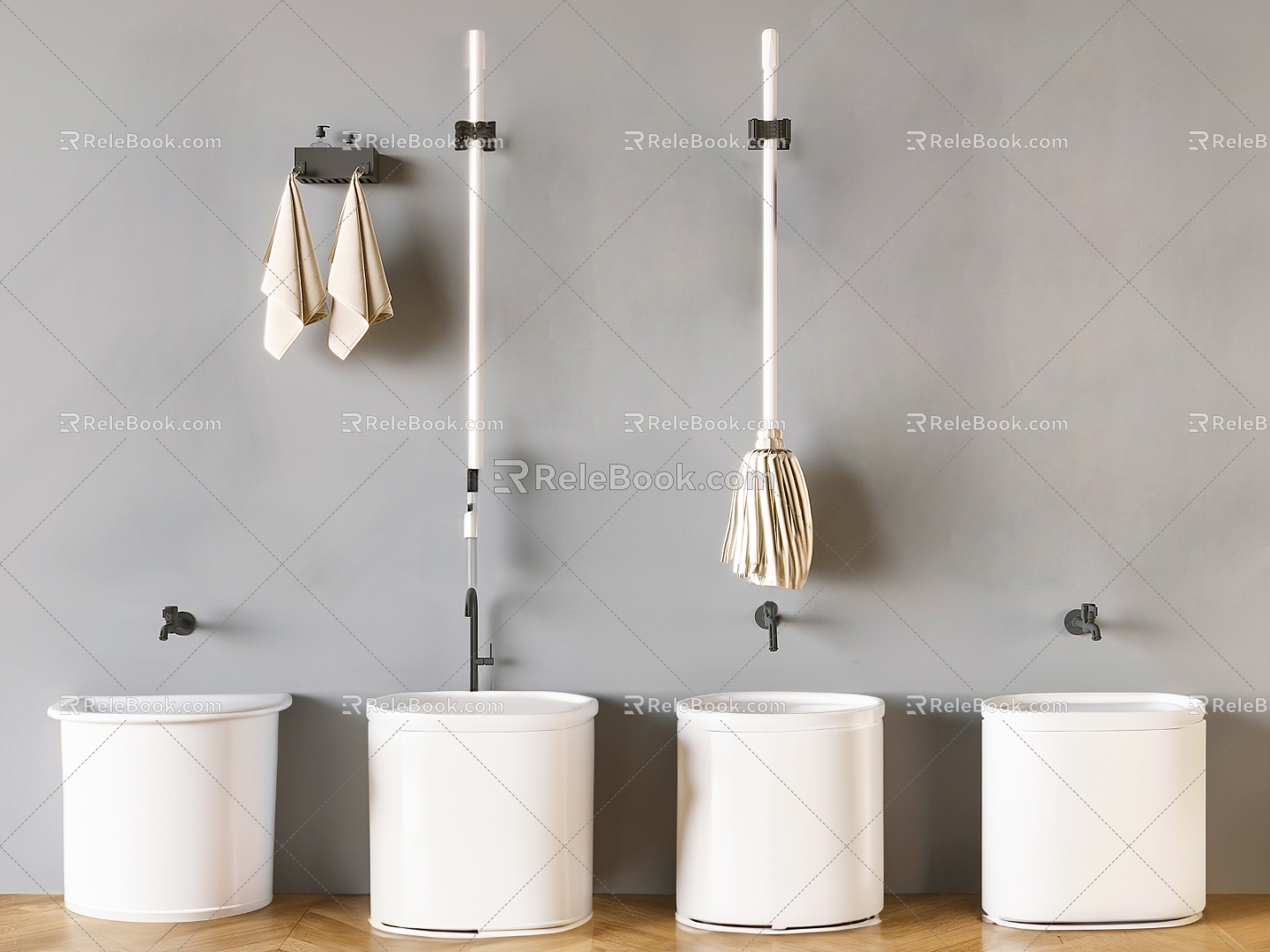 Mop pool modern mop pool mop pool mop pool mop pool basin faucet towel rack rack mop 3d model