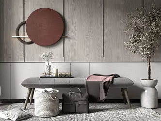 Modern bed end stool 3d model
