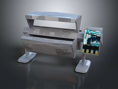Modern High Performance Computer Workstation With Metallic Case Digital Screen And Control Panel 3d model