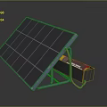 Solar Panel with Rechargeable Battery and Red Connecting Cable Setup 3d model