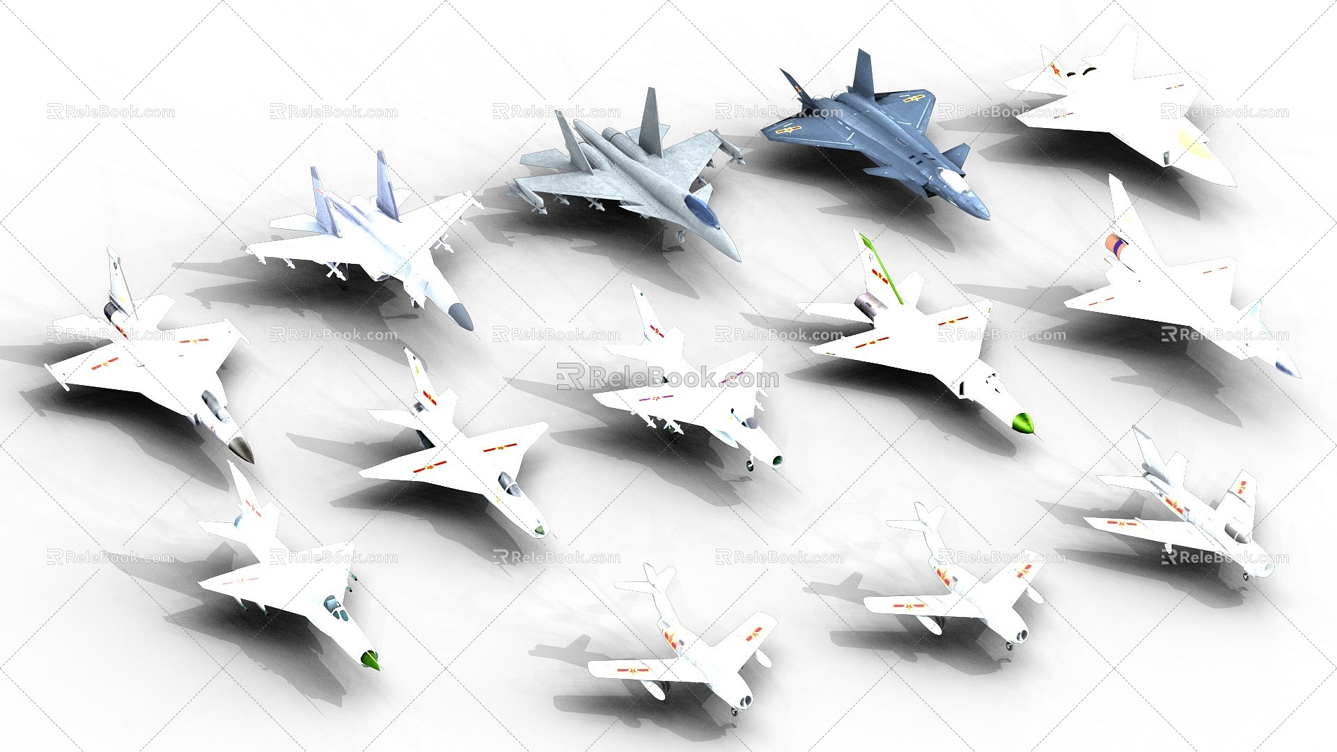 Film and television level Chinese fighter jet set J20 fighter military aircraft 3d model