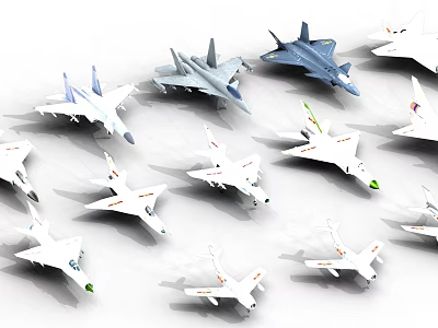 Film and television level Chinese fighter jet set J20 fighter military aircraft 3d model