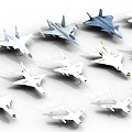 Film and television level Chinese fighter jet set J20 fighter military aircraft 3d model