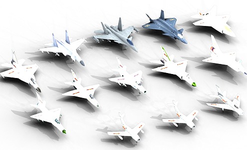 Film and television level Chinese fighter jet set J20 fighter military aircraft 3d model