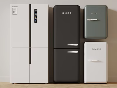 SMEG Refrigerators and Freezers in White Black and Gray Modern Designs 3d model