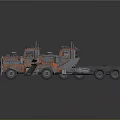 Four Orange And Gray Truck Models With Detailed Designs And Heavy Duty Bodies