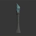 Ornate Bronze Decorative Column With Flame Shaped Top And Square Base