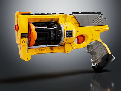 Modern Yellow Gray Toy Weapon Featuring Orange Components And Ergonomic Grip Structure 3d model