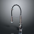 Modern Kitchen Faucet With Coiled Flexible Hose And Chrome Finish Design