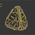 Black Pyramid shaped Tech Enclosure Featuring Geometric Panels and Yellow Indicator Lights 3d model