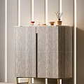 Modern Stylish Entryway Console Cabinet With Textured Doors And Decorative Accents