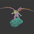 Mythical Winged Dragon Figurine Standing On Rock Base With Detailed Design