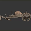 Traditional Wooden Cart with Clay Jar and Spoked Wheels in Rustic Design