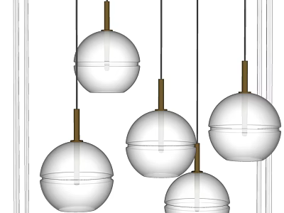 Modern Spherical Pendant Lights With White Glass Shade And Gold Metal Base For Interior Space 3d model