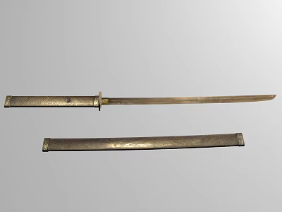 Traditional Japanese Katana Weapon With Sharp Metal Blade And Textured Sheath 3d model