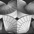 Symmetrical Geometric Design With Fan Shaped Honeycomb Pattern In Black And White